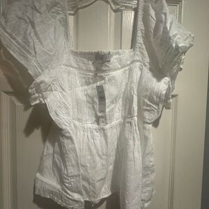 LOFT White Textured Blouse